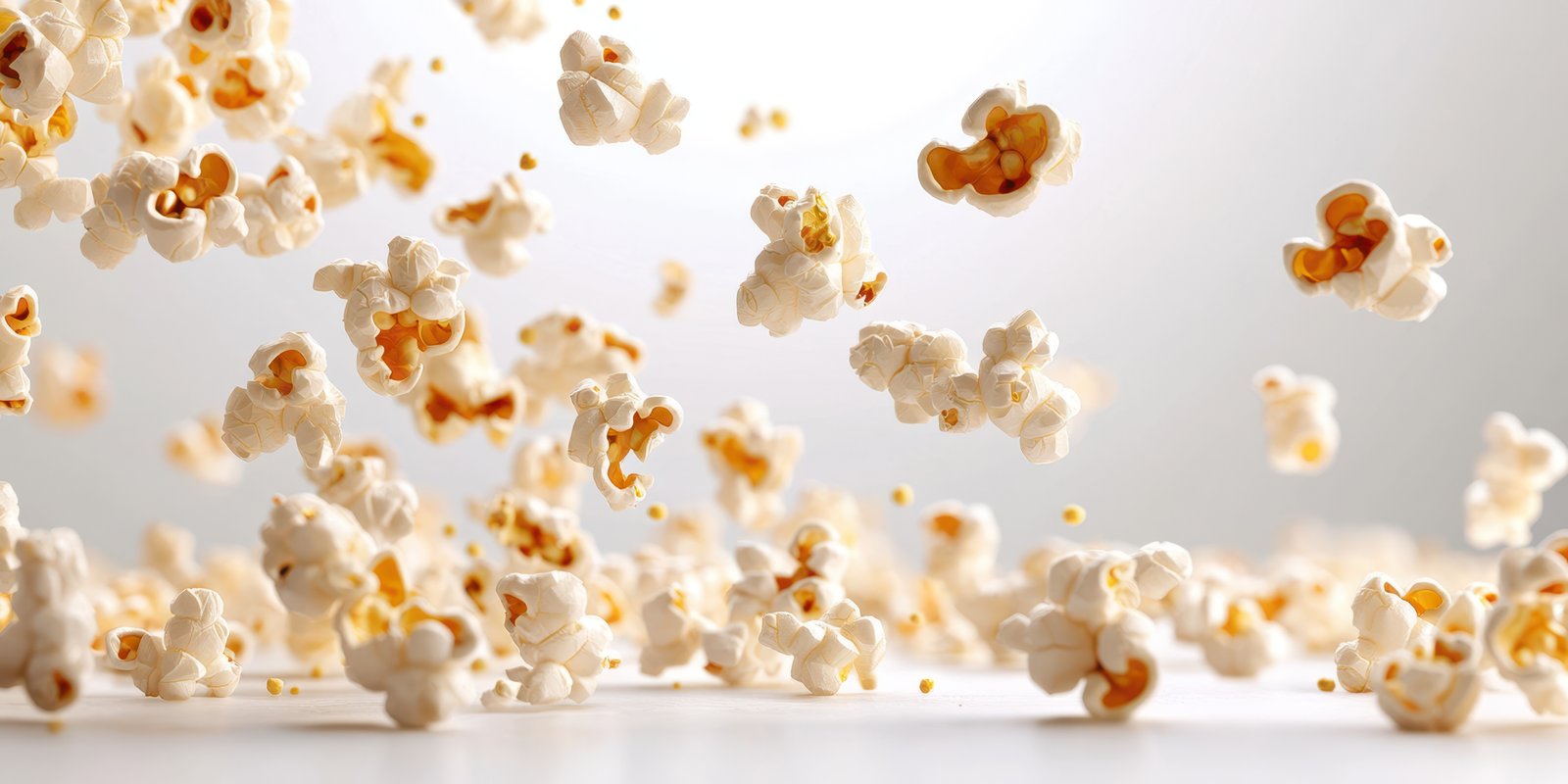 Popcorn kernels flying through the air created a lively atmosphere during a movie night